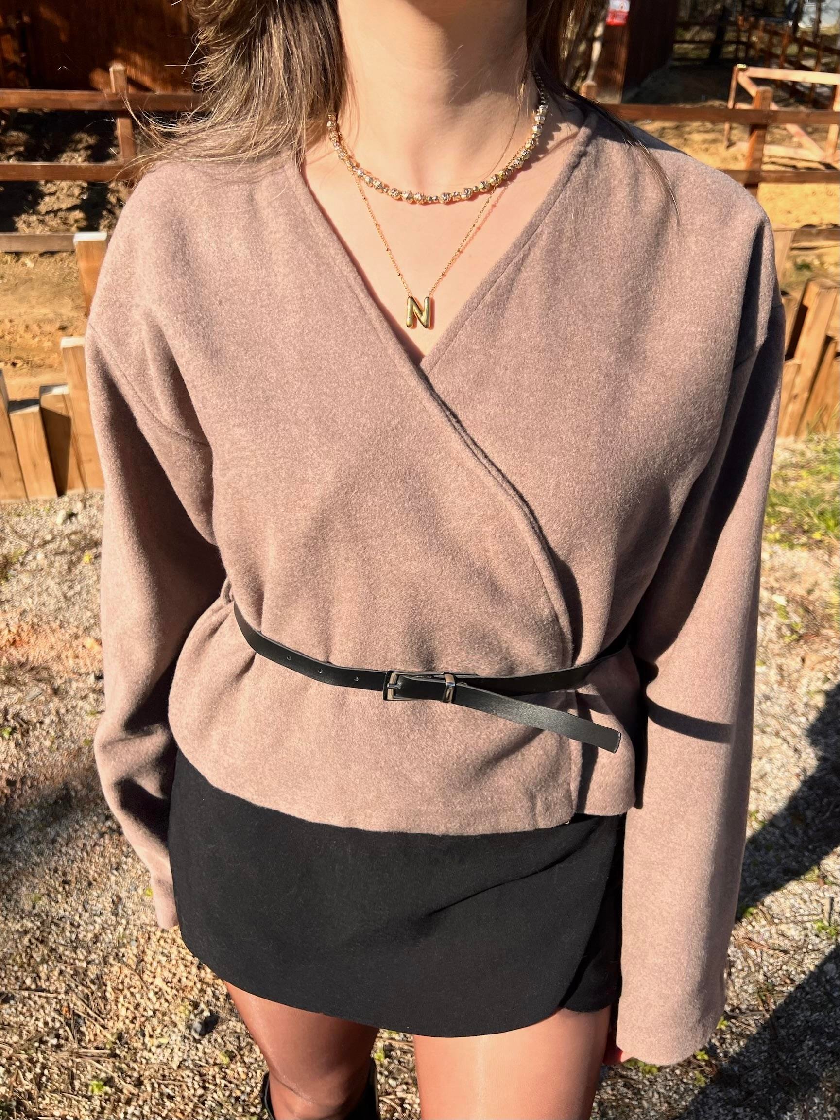 LUNA WRAP BLOUSE-KAHVERENGİ