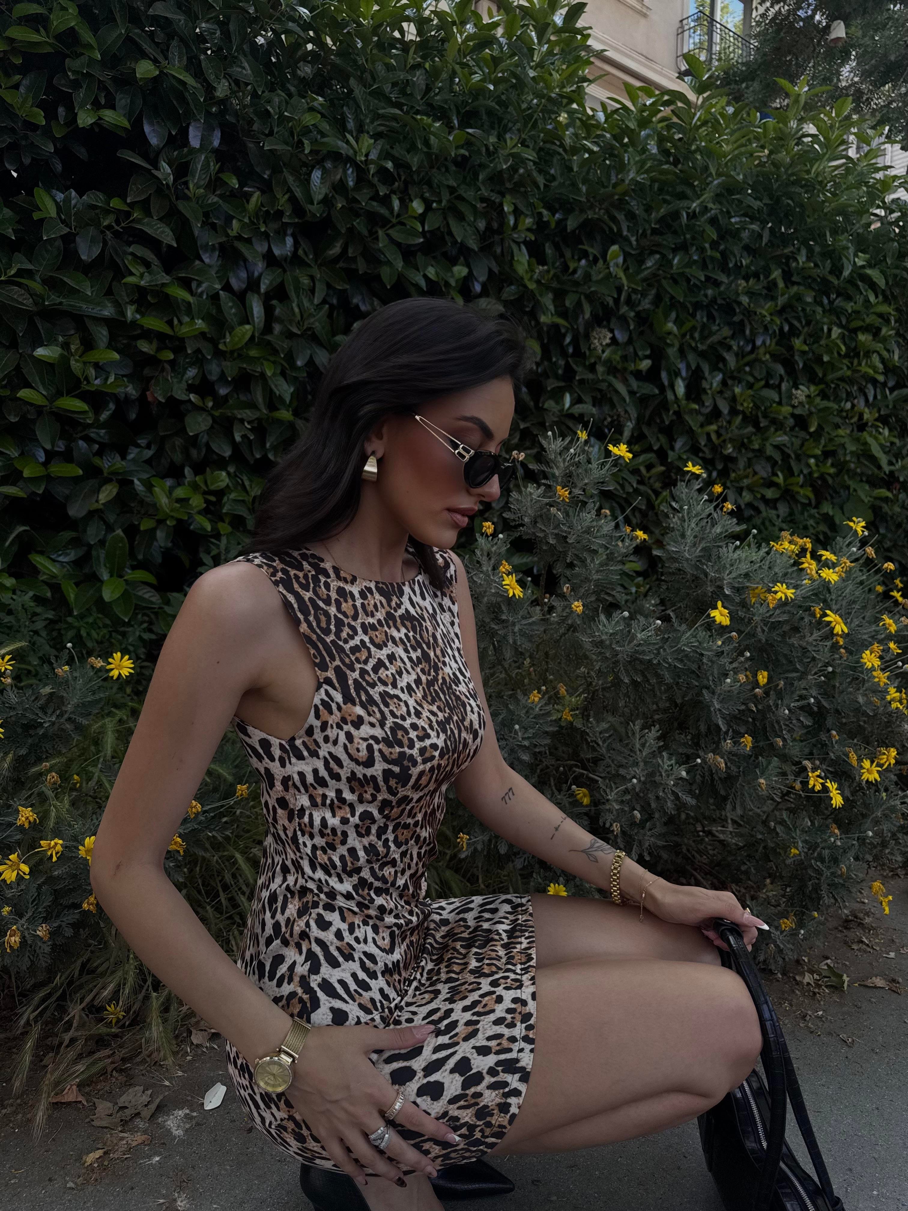NİSSY LEOPAR MİNİ ELBİSE