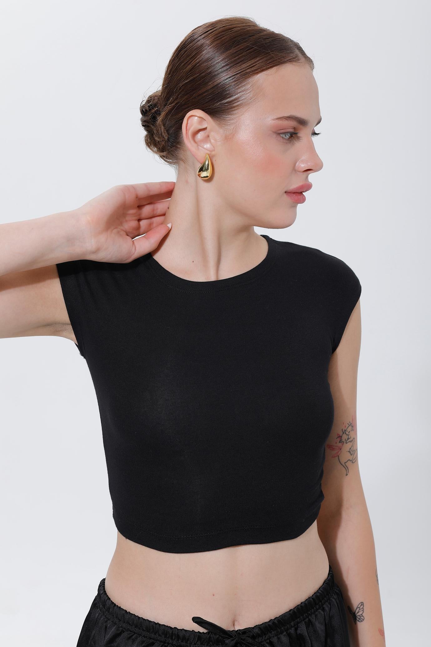 PAMUK CROP TOP - SİYAH