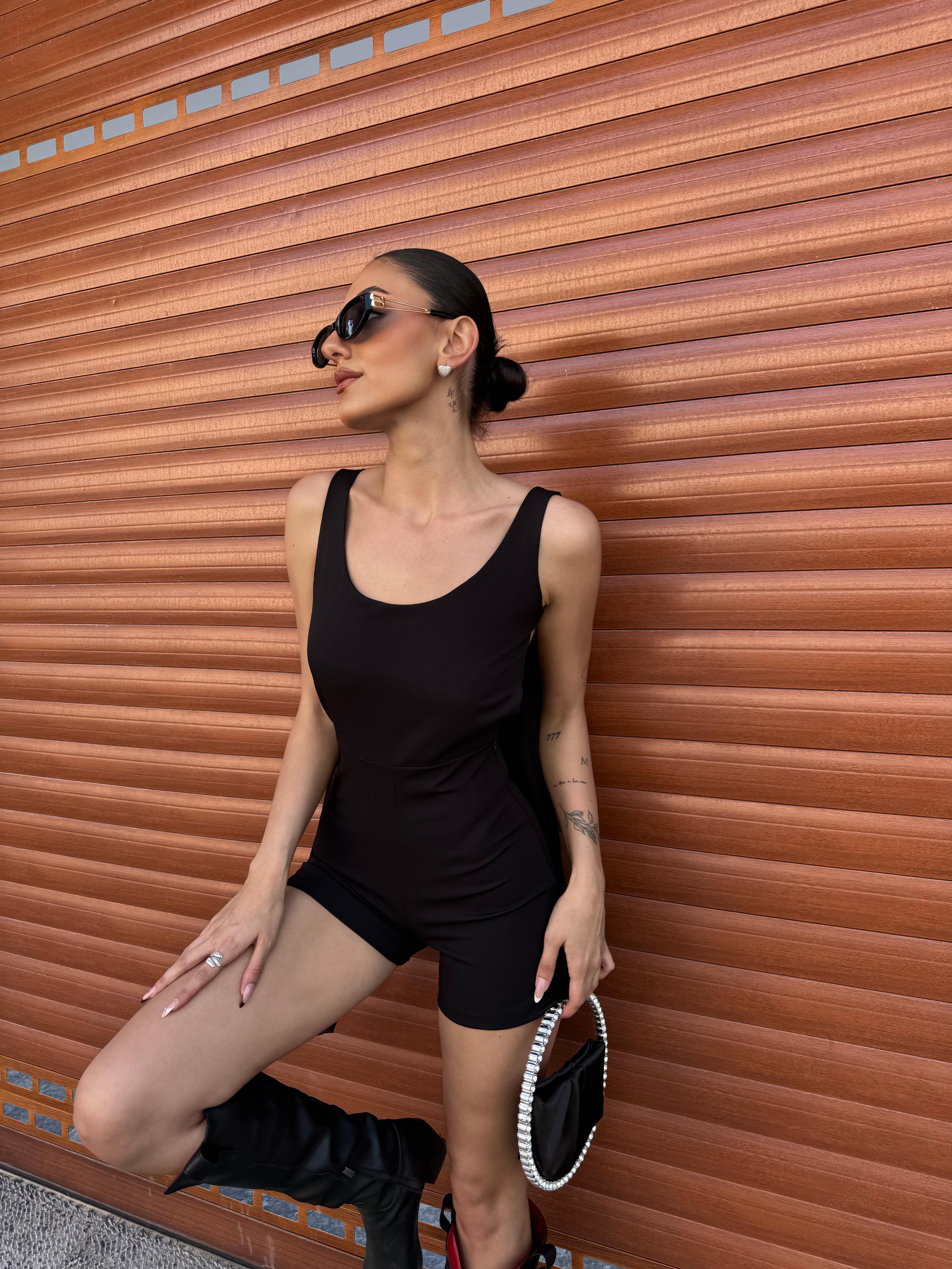PELERİN DETAY TÜLLÜ BASIC TULUM