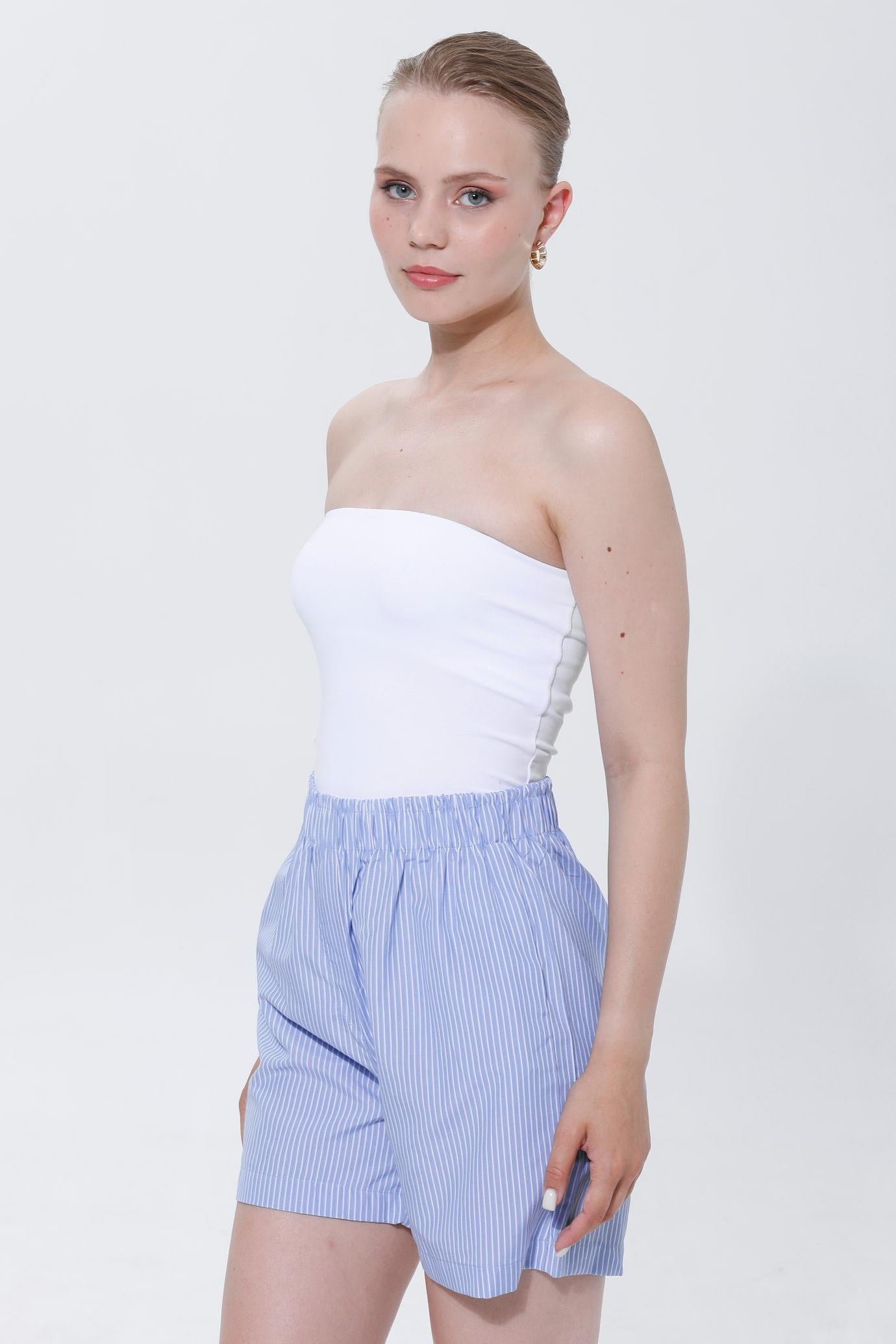 STRAPLEZ BASIC CROP TOP-BEYAZ
