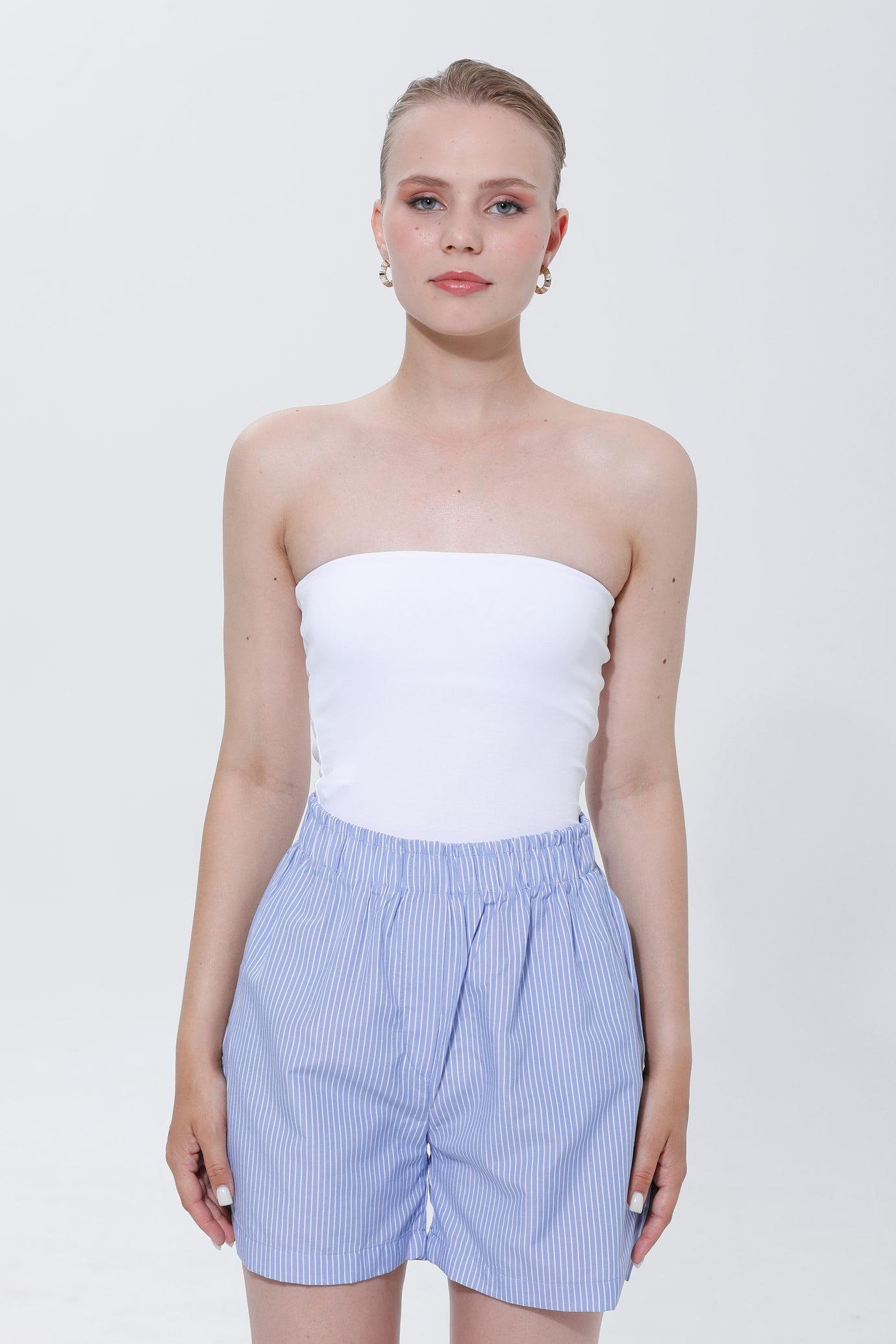 STRAPLEZ BASIC CROP TOP-BEYAZ