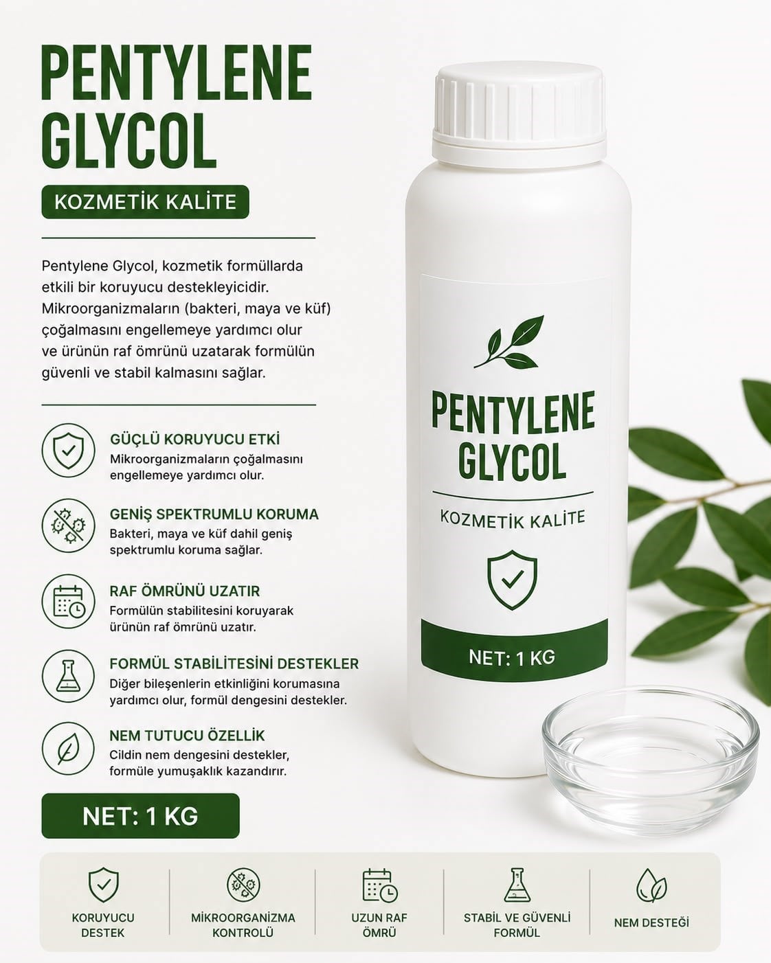 1 KG Pentylene GlycolHammaddeMD Beauty