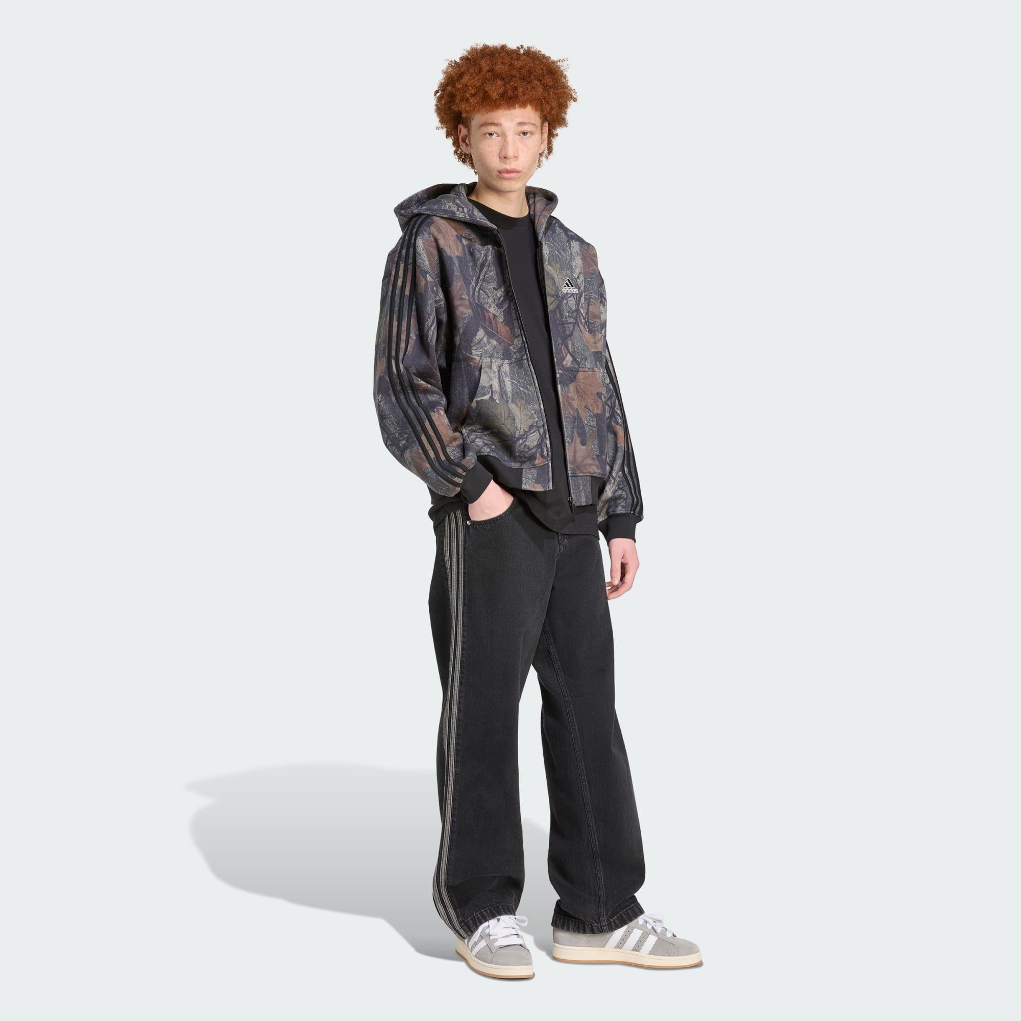 Adidas Kamuflaj Kapşonlu Tam Boy Fermuarlı Üst