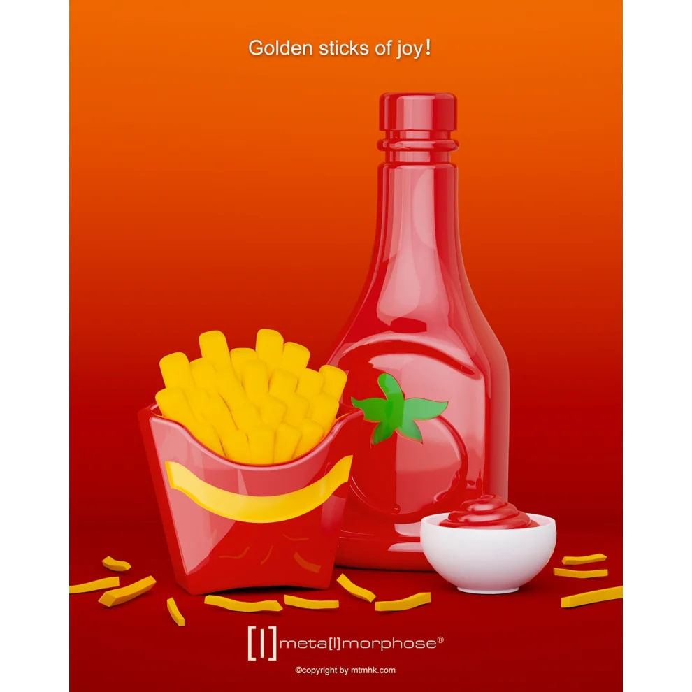 Metalmorphose French Fries And Ketchup Anahtarlık