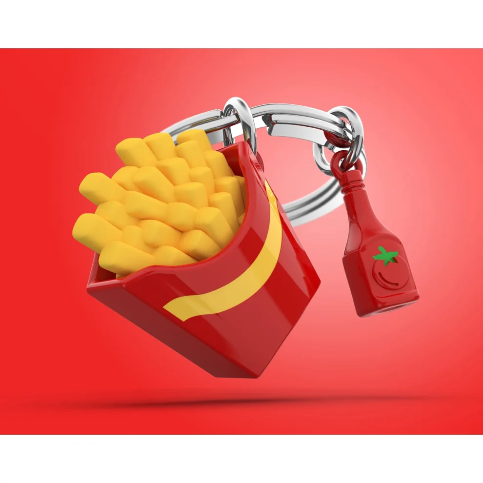 Metalmorphose French Fries And Ketchup Anahtarlık