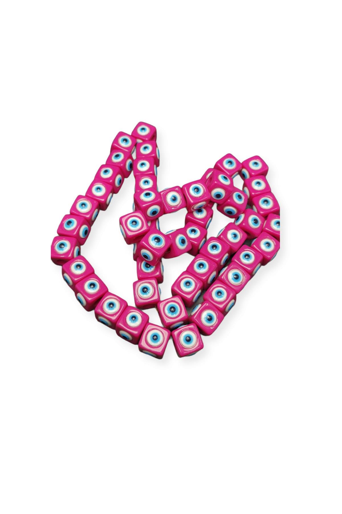 Koyu Pembe Akrilik Kare Nazar 14 Mm
