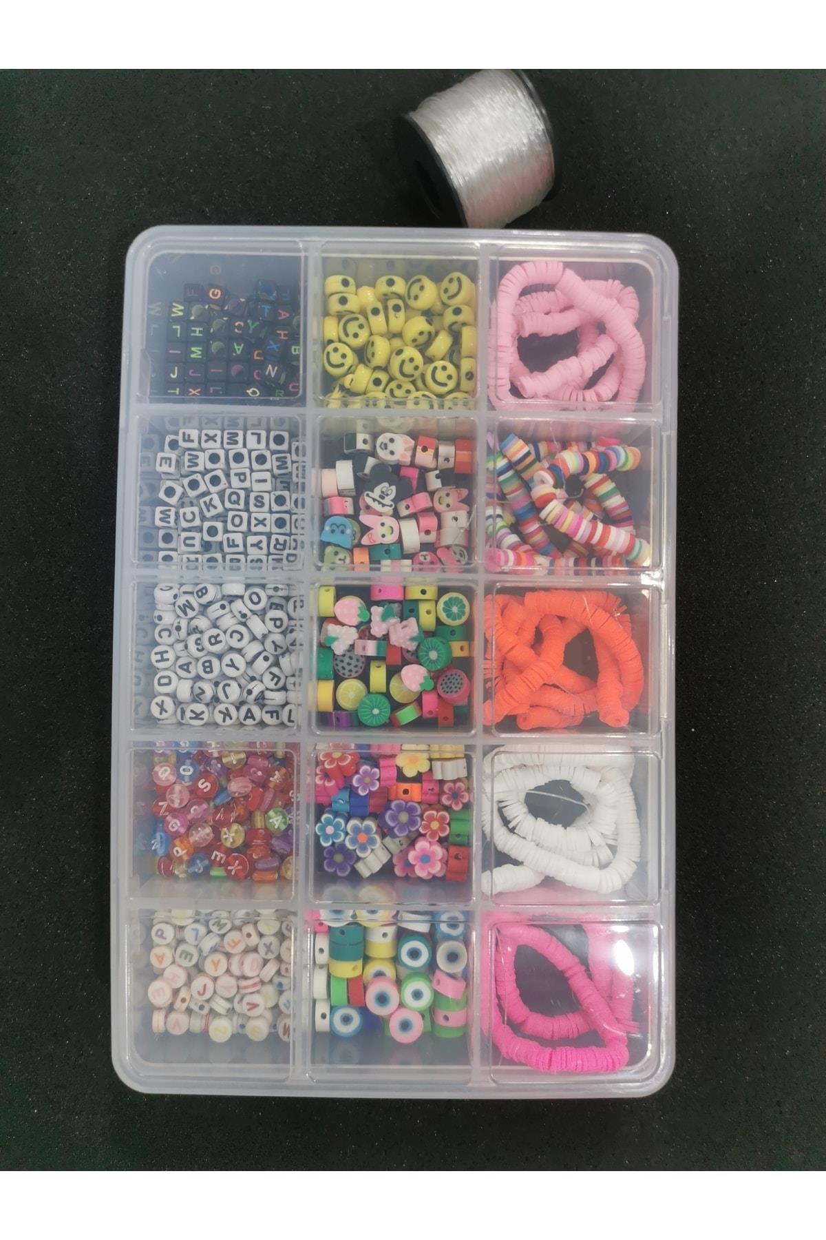 Polimer Fimo Takı Yapım Seti Misinalı Boncuk Set Hobi