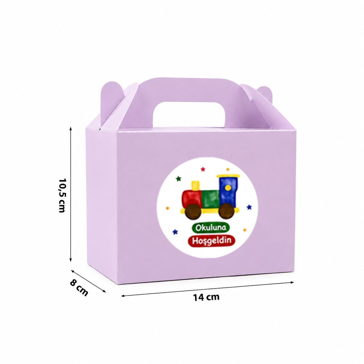 10x14 cm Karışık Renkli Karton Hediye Kutusu Okuluna Hoşgeldin Etiketli 12'li Set