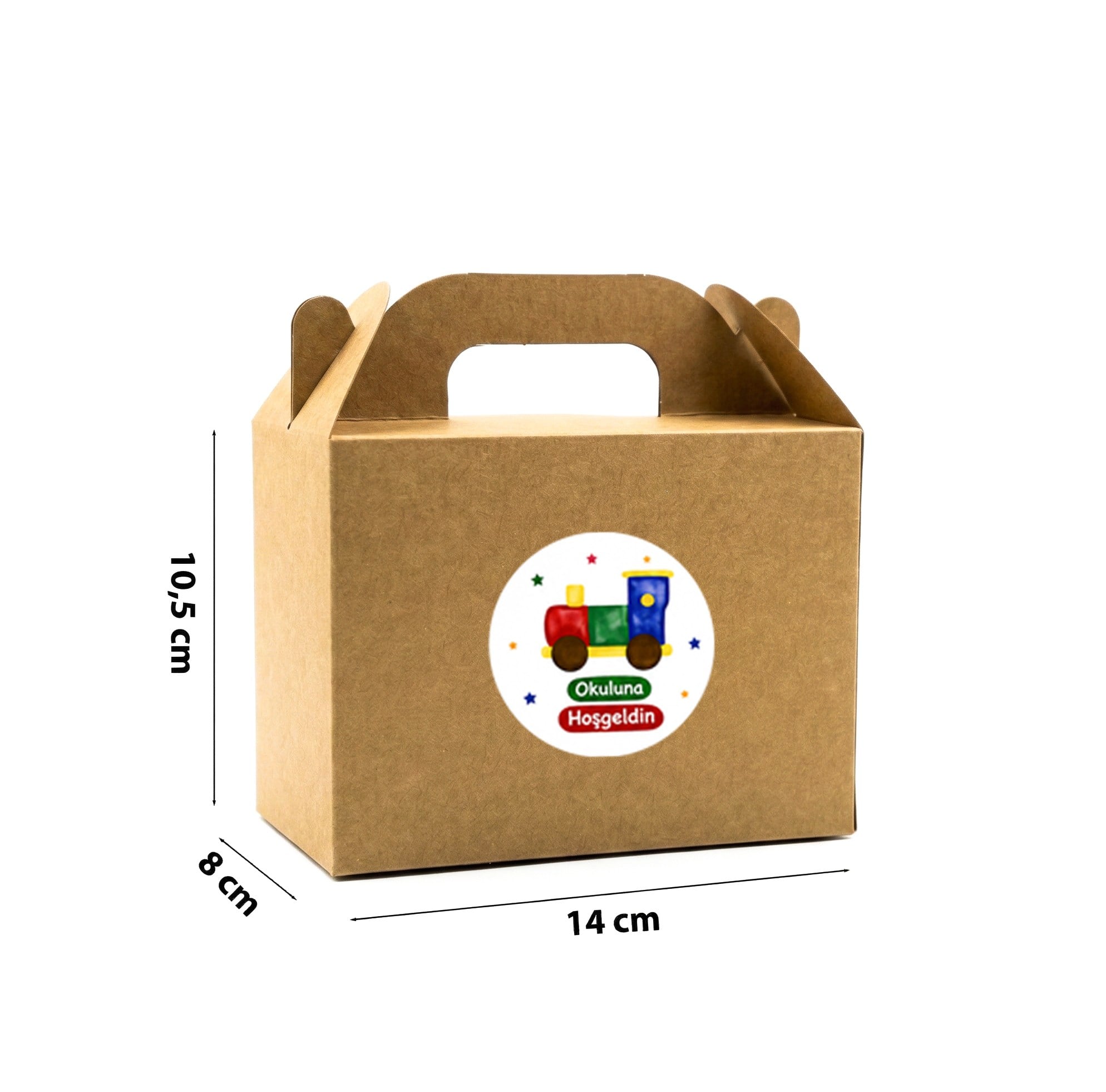 10x14 cm Kraft Karton Hediye Kutusu Okuluna Hoşgeldin Etiketli 12'li Set