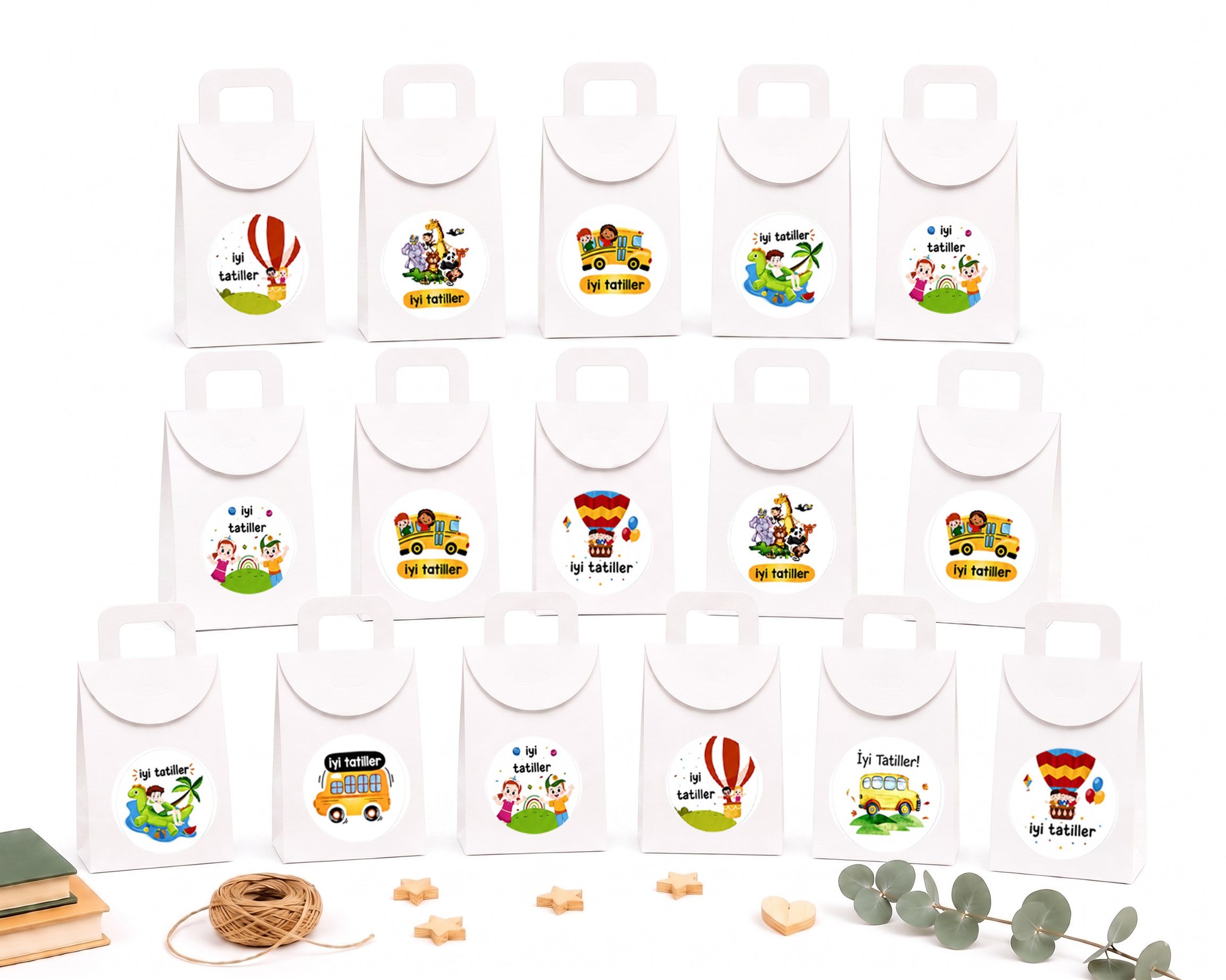 10x15 cm Beyaz Karne Hediyelik Kutusu 20 Adet | İyi Tatiller Etiketli