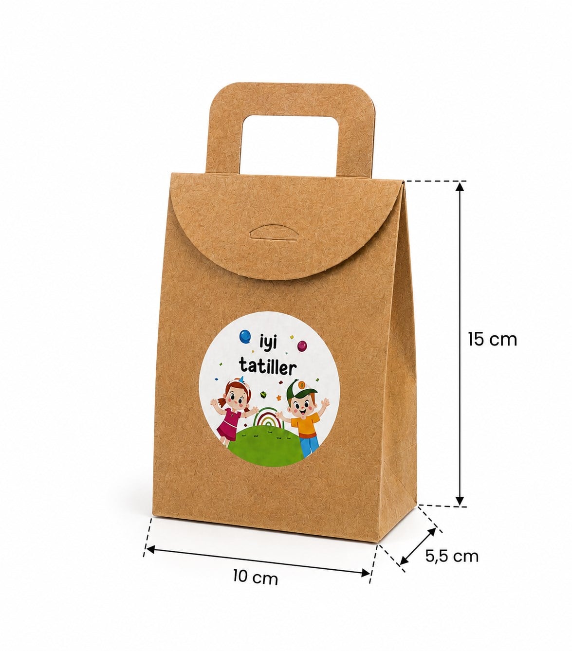 10x15 cm Kraft Karne Hediyelik Kutusu 20 Adet | İyi Tatiller Etiketli