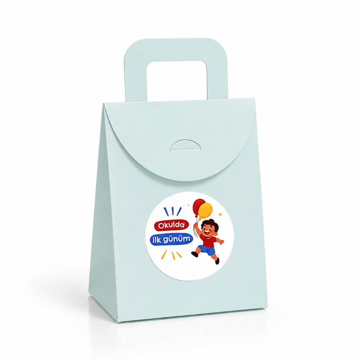10x15 cm Renkli Karton Hediye Kutusu Okulda İlk Günüm Etiketli 15'li Set