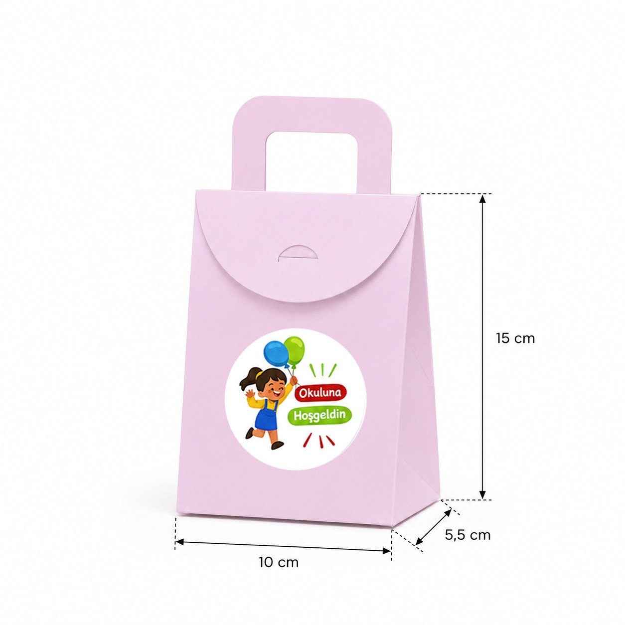 10x15 cm Renkli Karton Hediye Kutusu Okuluna Hoşgeldin Etiketli 15'li Set
