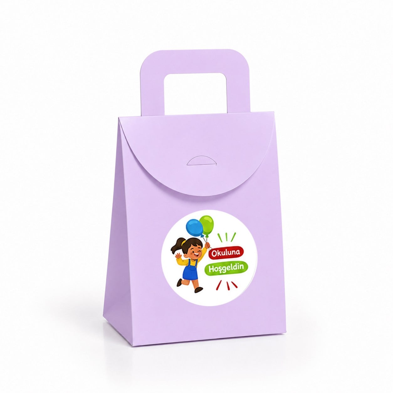 10x15 cm Renkli Karton Hediye Kutusu Okuluna Hoşgeldin Etiketli 15'li Set