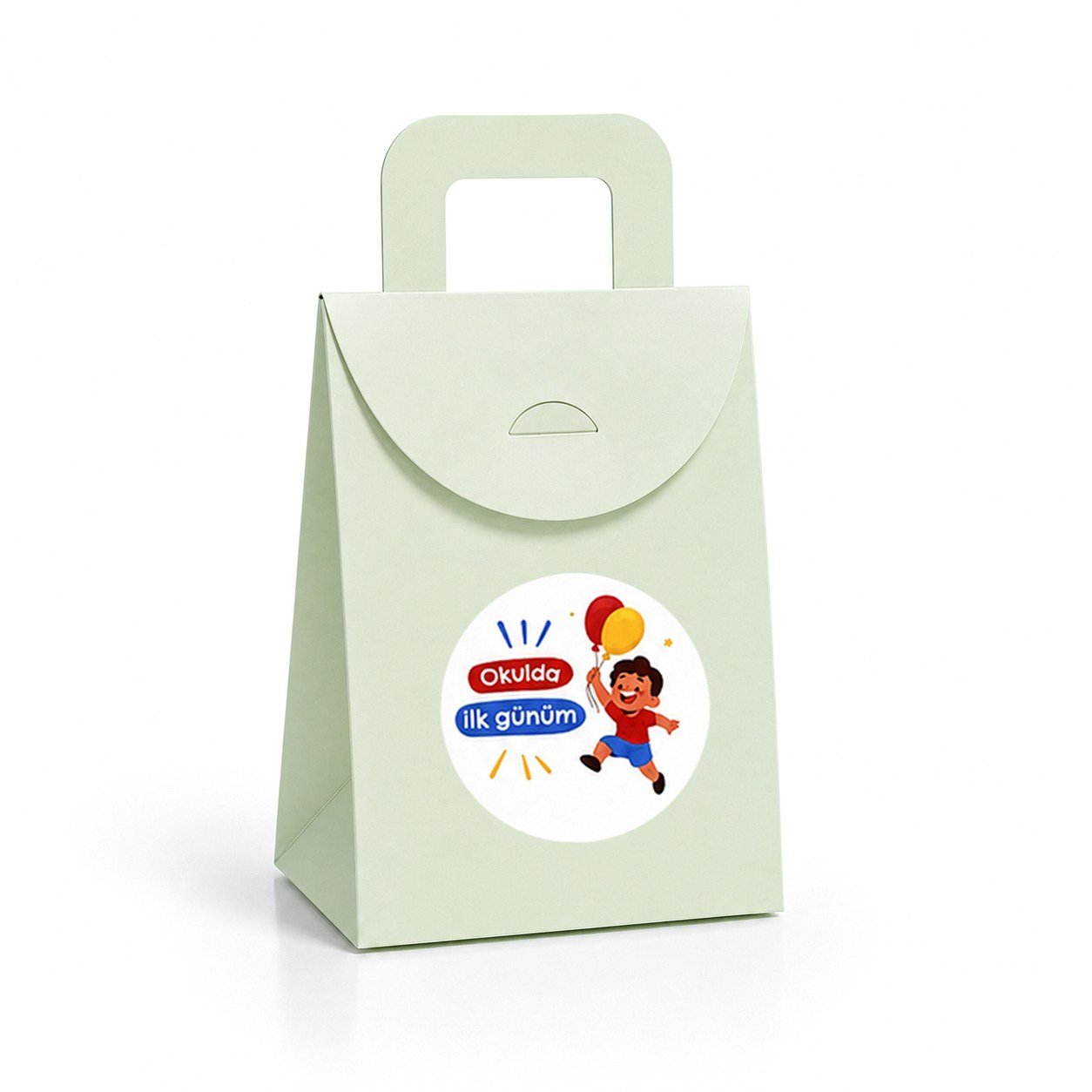 10x15 cm Renkli Karton Hediye Kutusu Okulda İlk Günüm Etiketli 15'li Set
