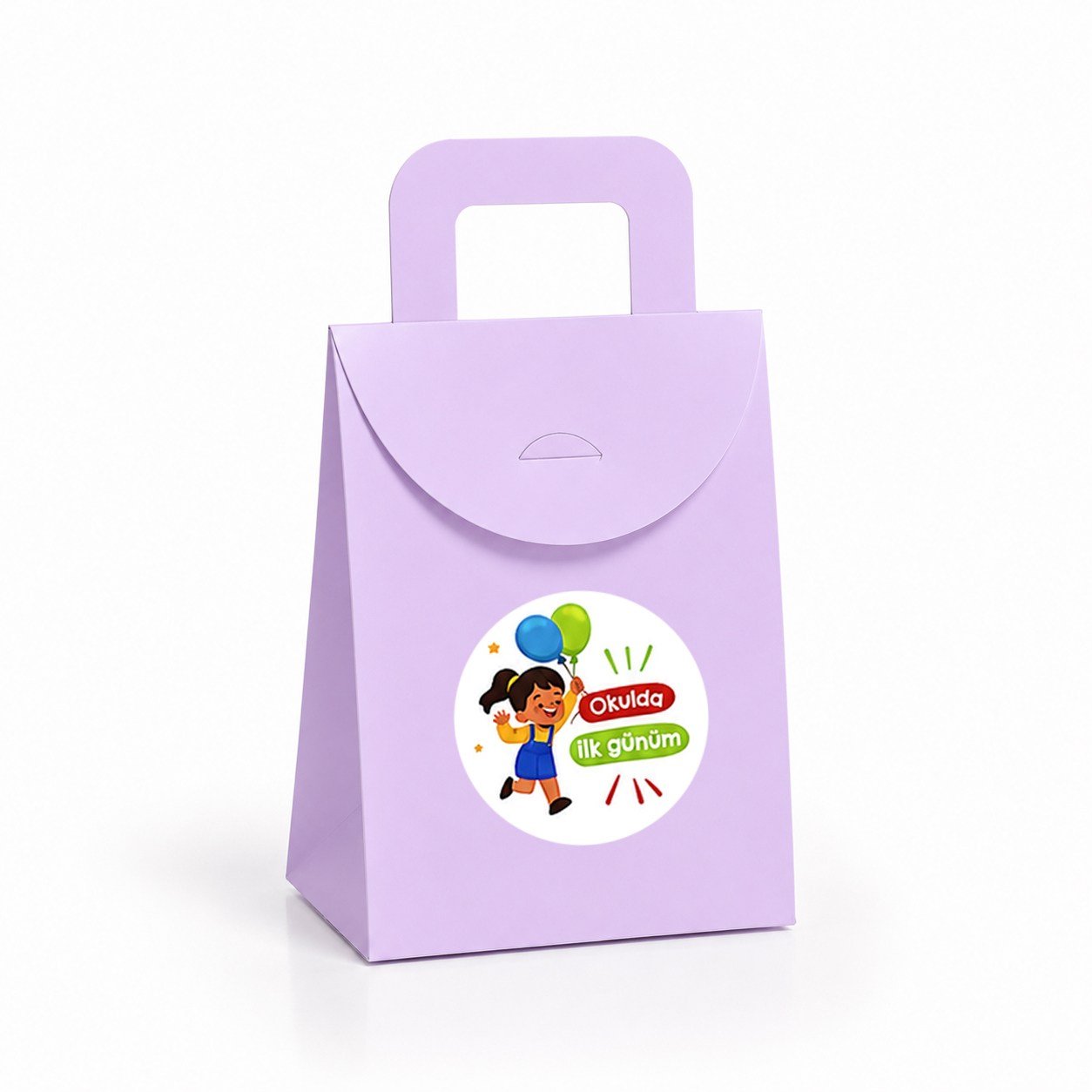 10x15 cm Renkli Karton Hediye Kutusu Okulda İlk Günüm Etiketli 15'li Set