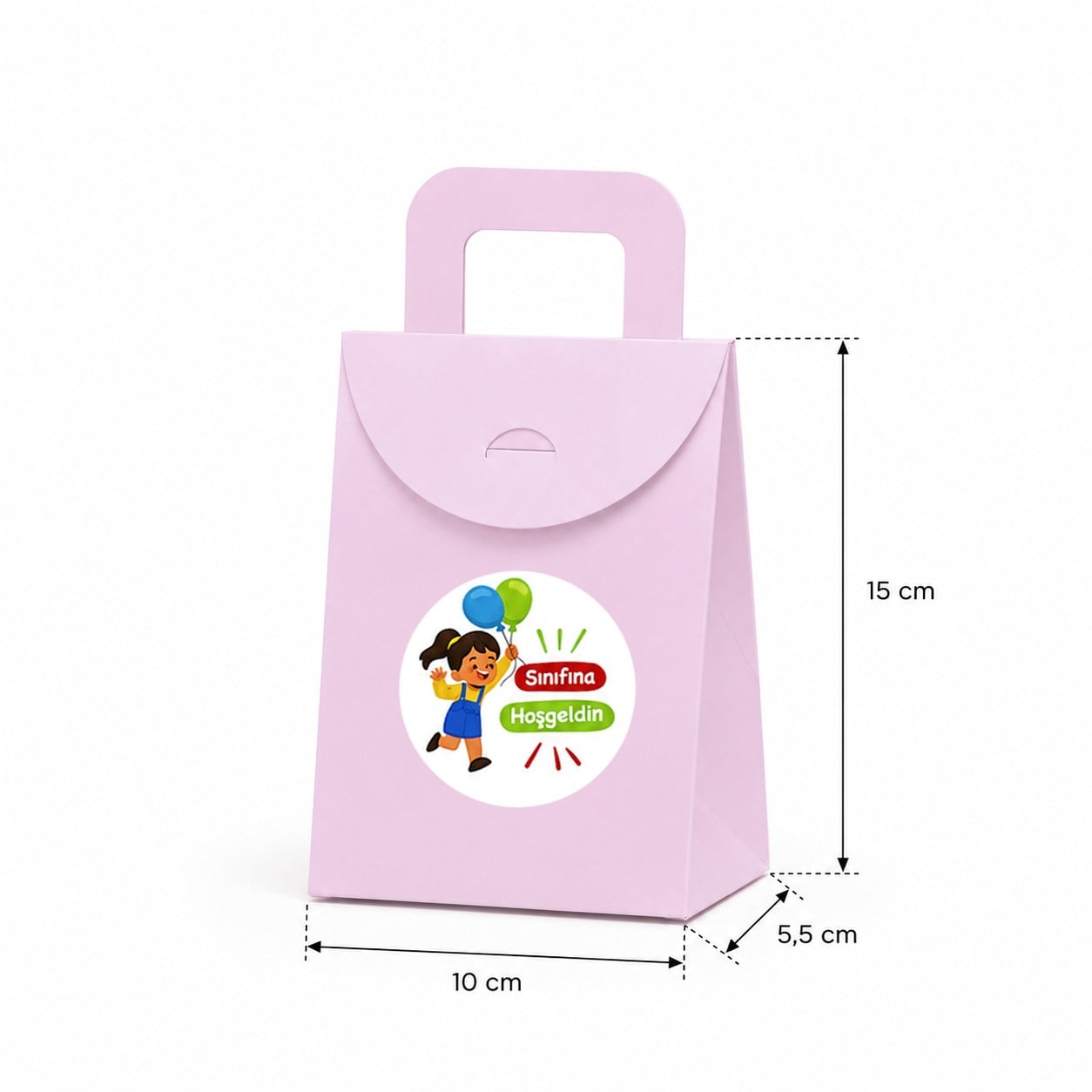 10x15 cm Renkli Karton Hediye Kutusu Sınıfına Hoşgeldin Etiketli 15'li Set