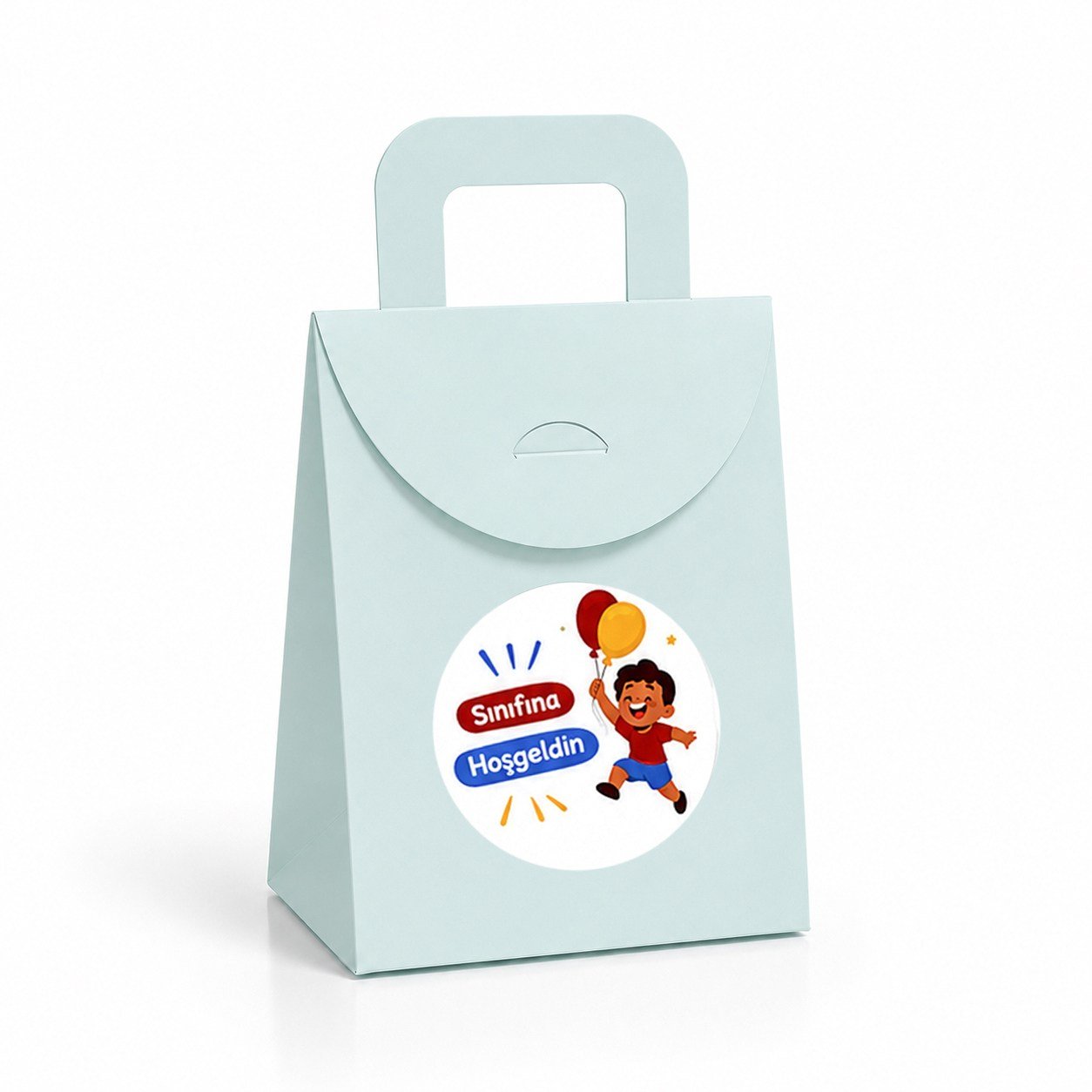 10x15 cm Renkli Karton Hediye Kutusu Sınıfına Hoşgeldin Etiketli 15'li Set