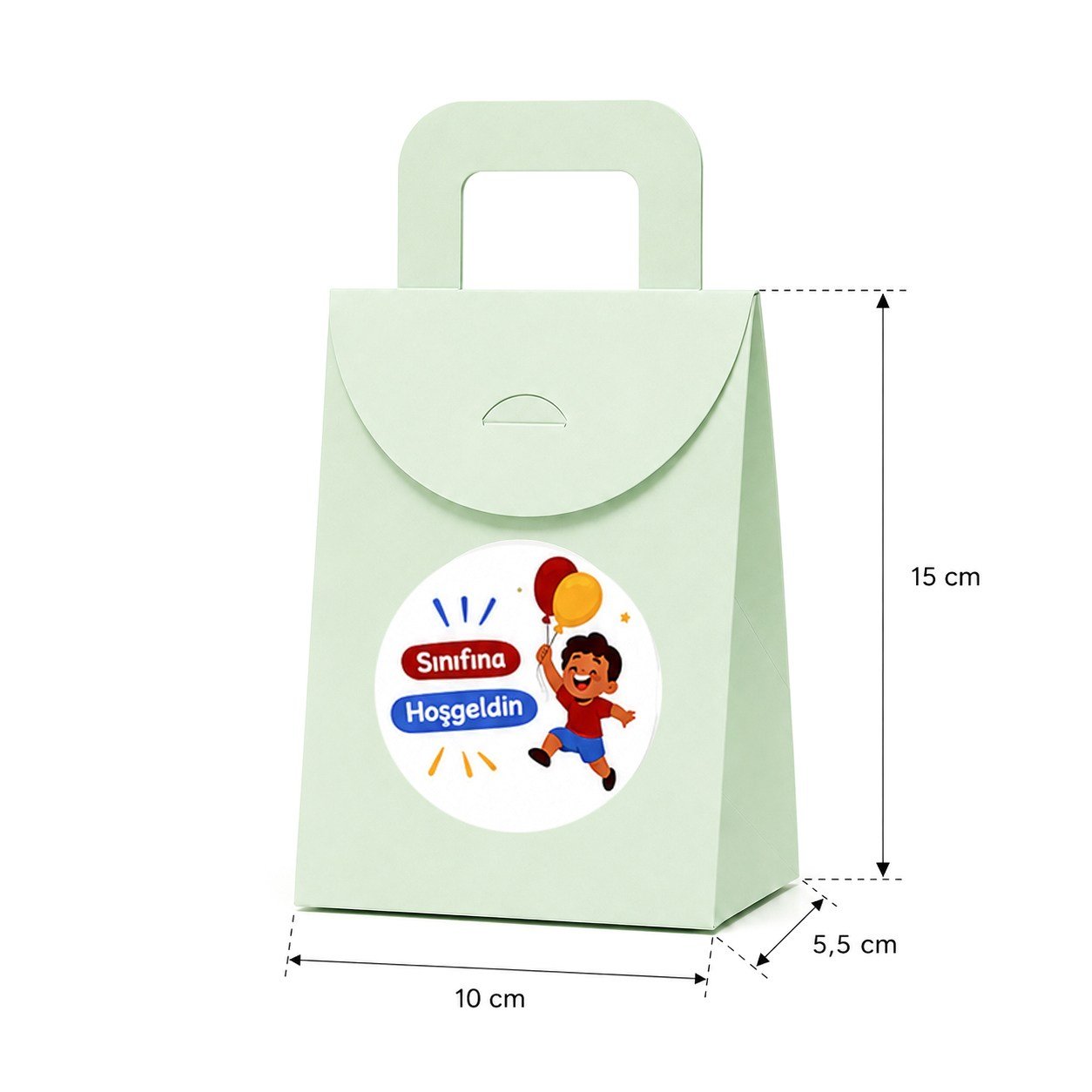 10x15 cm Renkli Karton Hediye Kutusu Sınıfına Hoşgeldin Etiketli 15'li Set