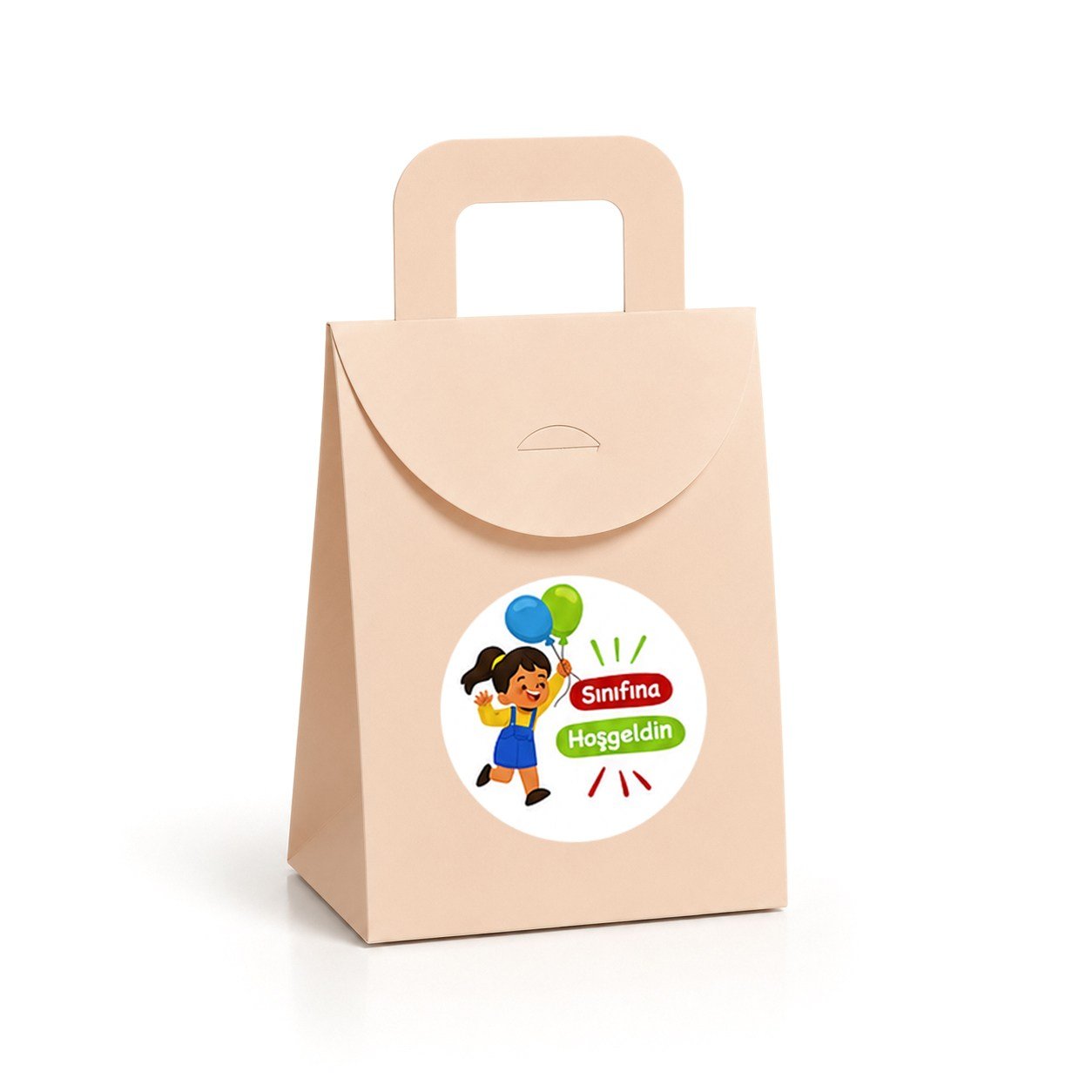 10x15 cm Renkli Karton Hediye Kutusu Sınıfına Hoşgeldin Etiketli 15'li Set