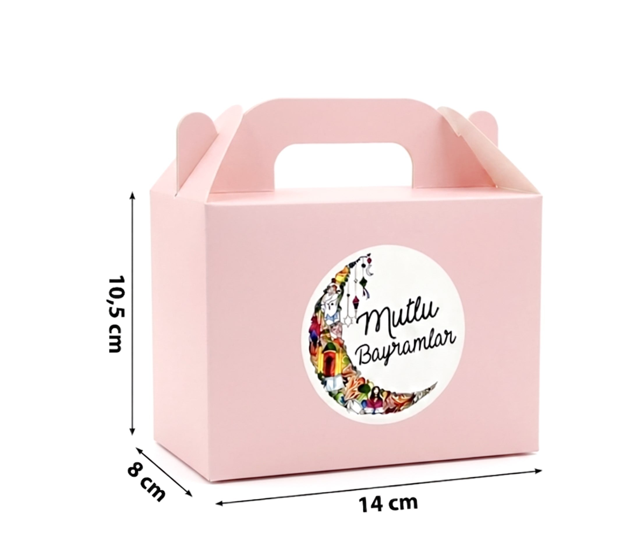 12'li Bayram Hediyelik Kutu Seti 10x14 cm 4 Renk Etiketli Karton Hediye Kutusu