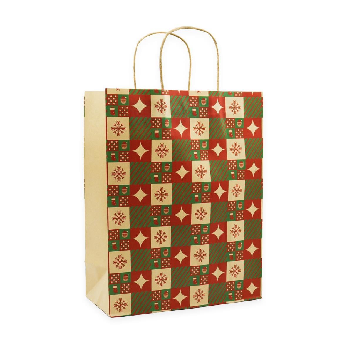 19x26 Yılbaşı Temalı Kraft Hediye Çantası | M1