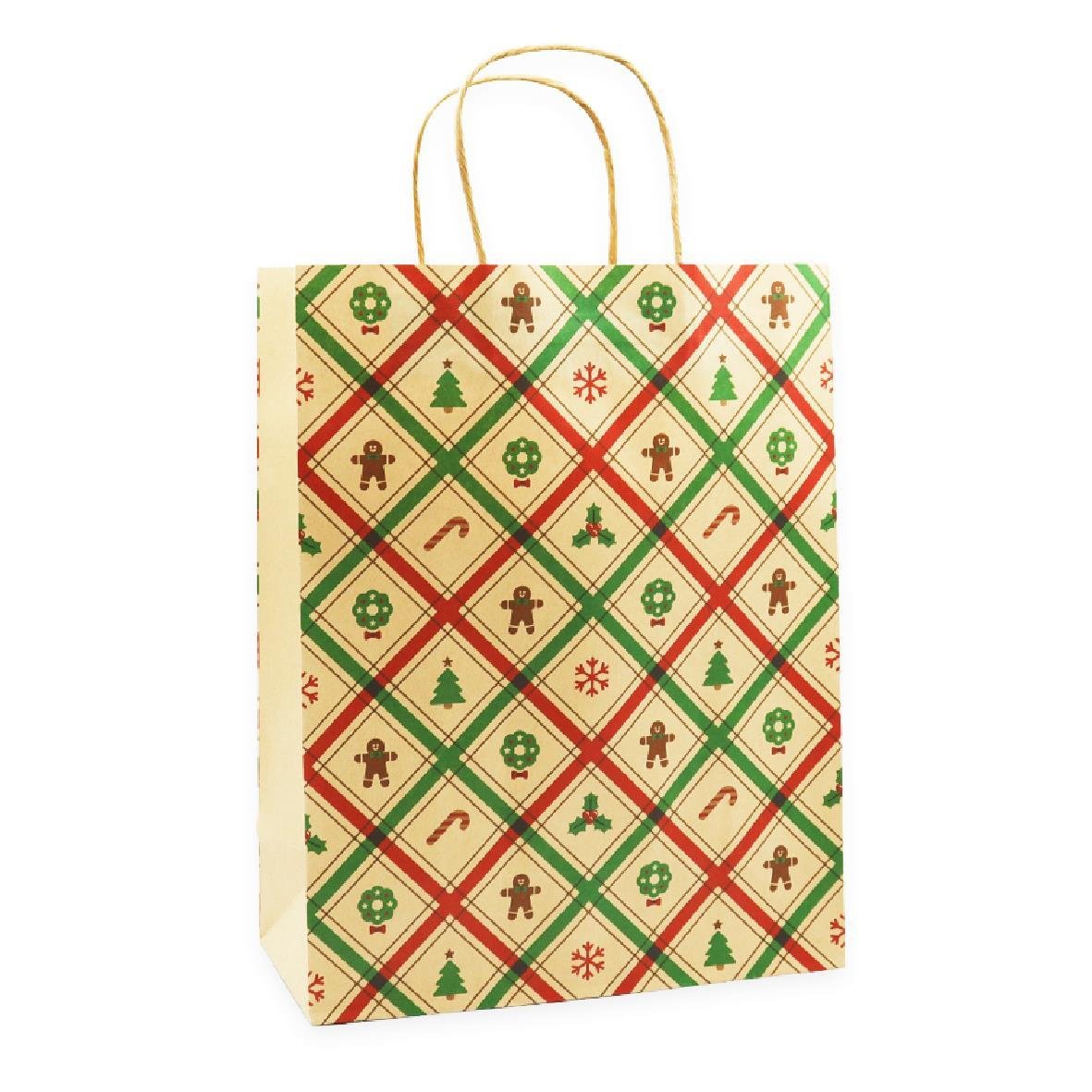 19x26 Yılbaşı Temalı Kraft Hediye Çantası | M3