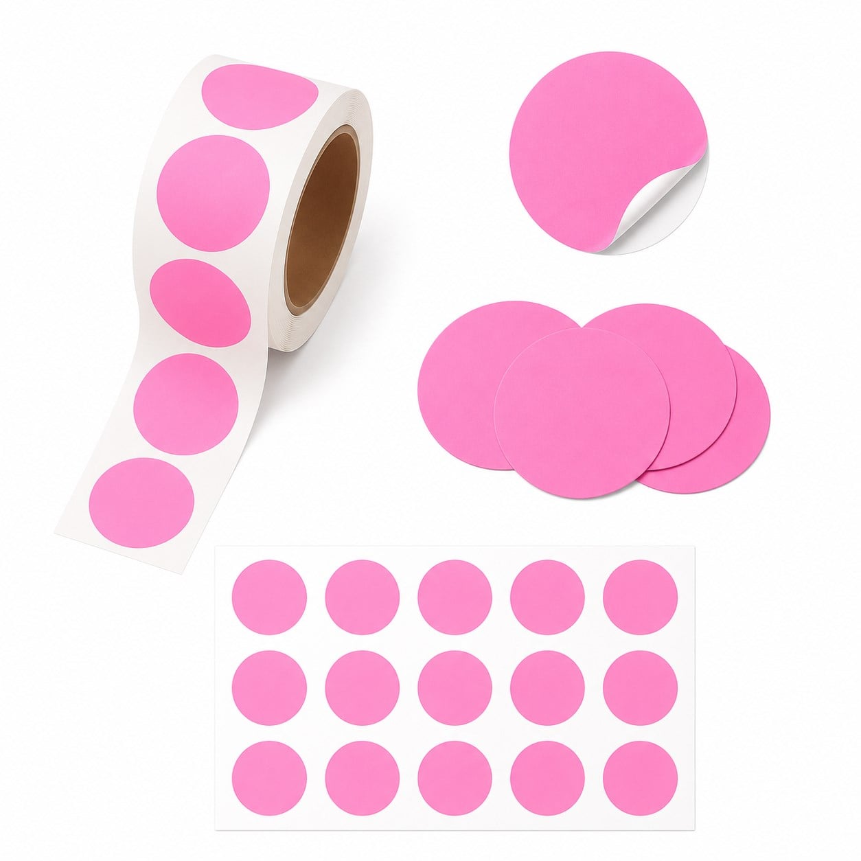 2 CM Pembe Renk Nokta Etiket - 25 Adet