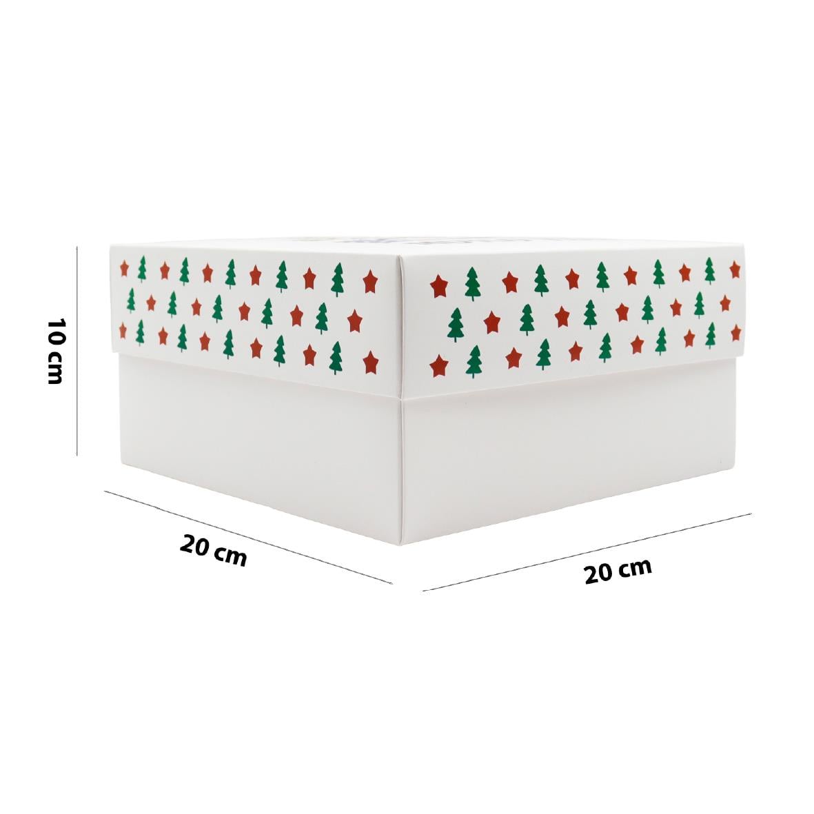 20x20x10 cm Yılbaşı Temalı Selefonlu Bristol Hediye Kutusu – Demonte Gönderim | M2