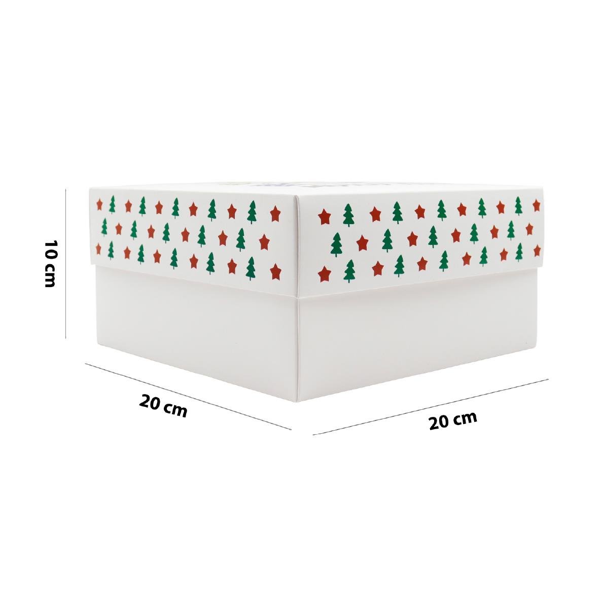20x20x10 cm Yılbaşı Temalı Selefonlu Bristol Hediye Kutusu – Demonte Gönderim