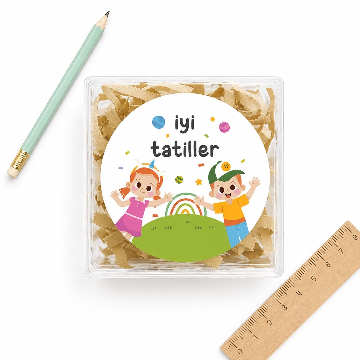 4 CM İyi Tatiller Baskılı Etiket Model-1 (24 Adet)