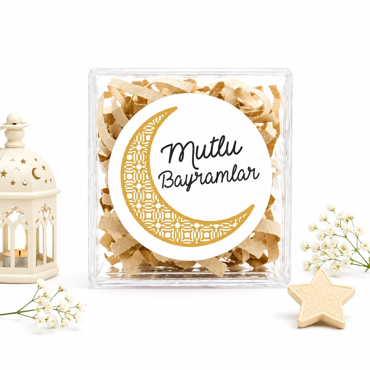 4 CM Mutlu Bayramlar Baskılı Etiket Model-08 (24 Adet)
