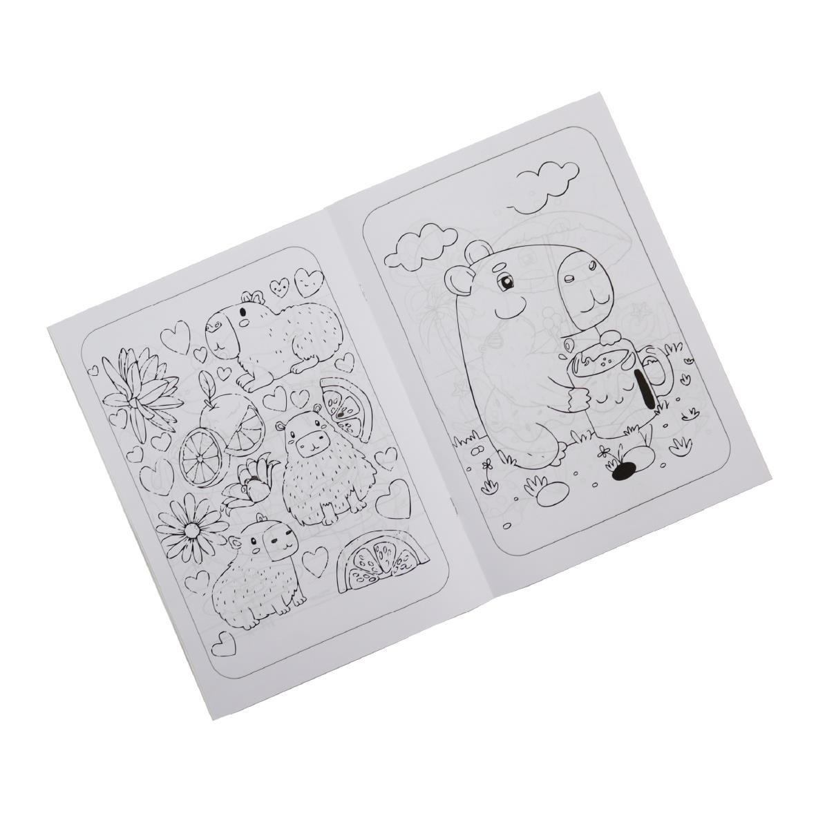 Cappybara Temalı Maskeli ve Stickerlı Boyama Kitabı – 16 Sayfa Renkli Eğlence!