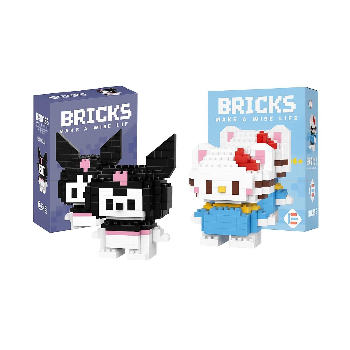 Hello Kitty & Kuromi Bricks Mini Blok Set – 2'li Koleksiyonluk Mikro Lego 3D Yapboz