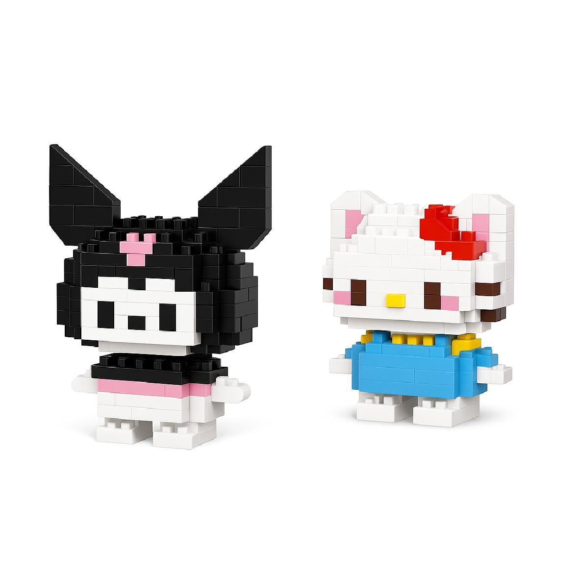 Hello Kitty & Kuromi Bricks Mini Blok Set – 2'li Koleksiyonluk Mikro Lego 3D Yapboz