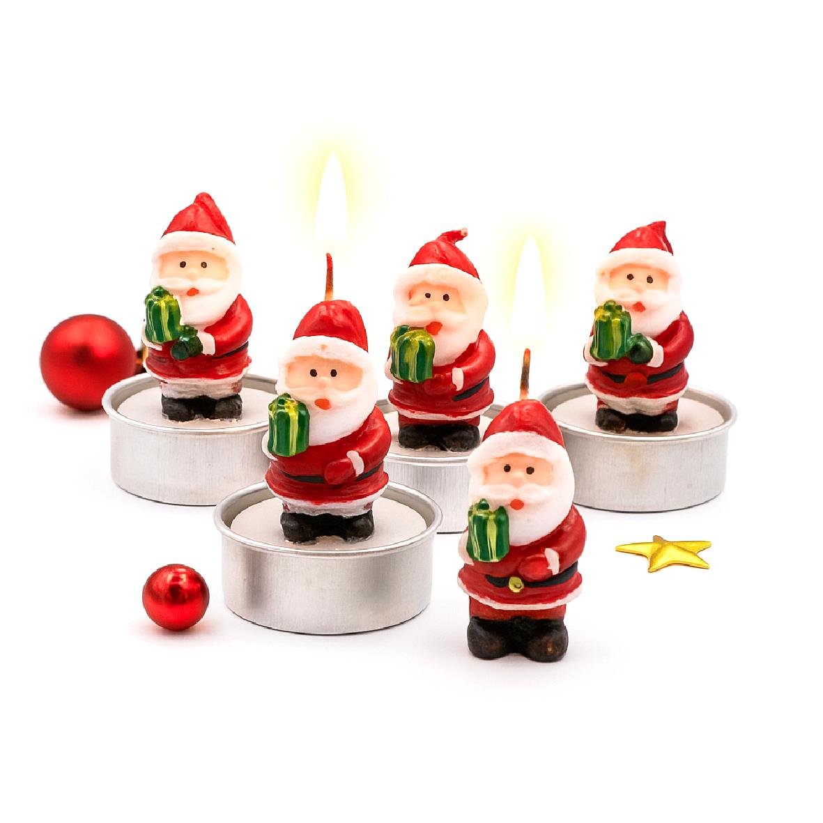 Noel Baba Figürlü Yılbaşı Mum Seti – 4'lü Dekoratif Mum