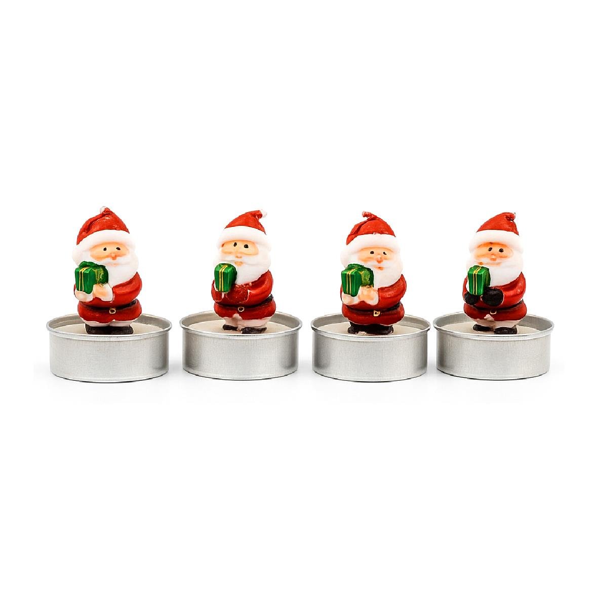 Noel Baba Figürlü Yılbaşı Mum Seti – 4'lü Dekoratif Mum