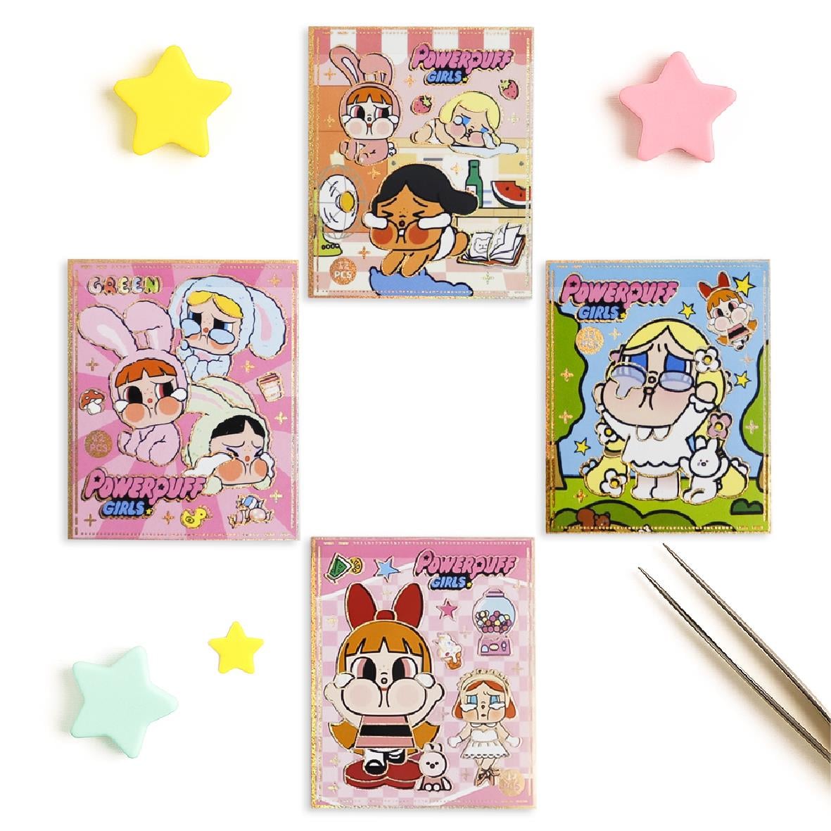 Powerpuff Girls Crybaby Kawaii Mini Sticker Defteri 2'li Set – 150 Adet Sticker