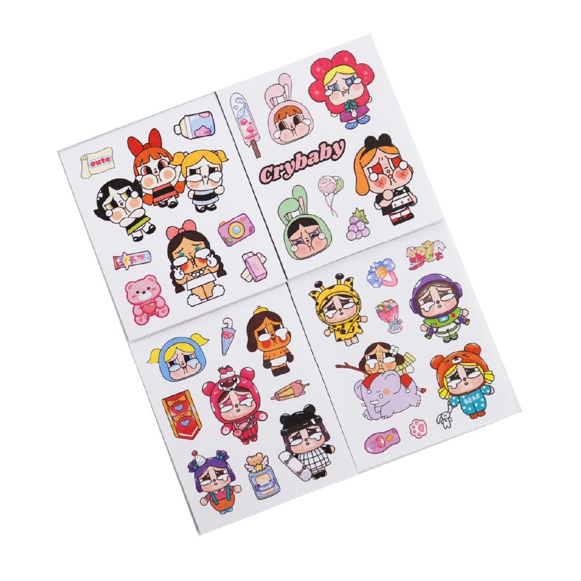 Powerpuff Girls Crybaby Kawaii Mini Sticker Defteri 2'li Set – 150 Adet Sticker