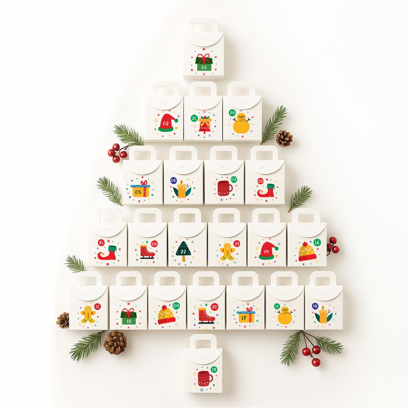 Yılbaşı Advent Calendar Hediye Kutuları – 25 Adet Mini Hediye Kutusu Seti