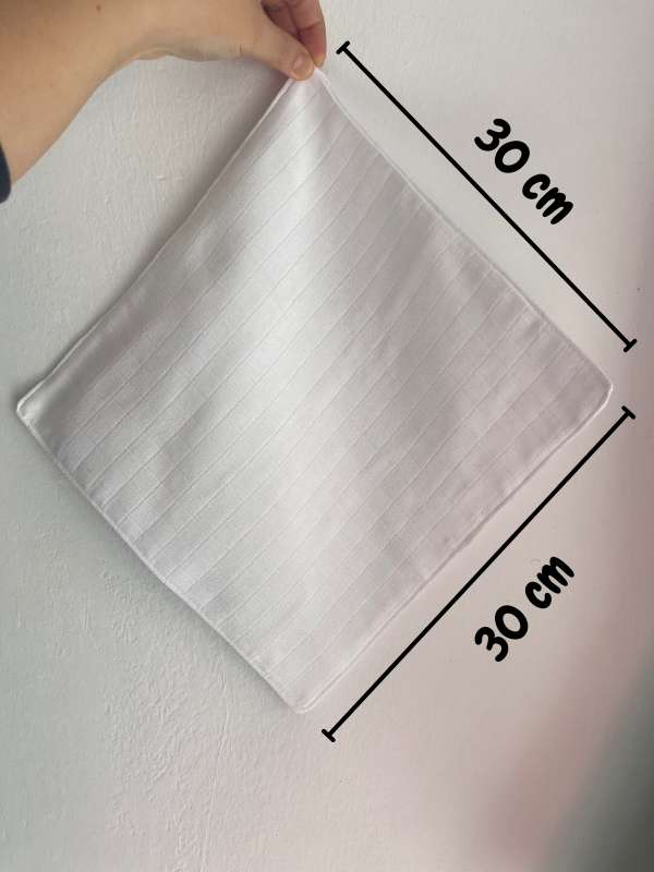 Çift Katlı Müslin Bebek Ağız Mendili, 6'lı , %100 Pamuklu Müslin, Çift Kat, 30x30 cm