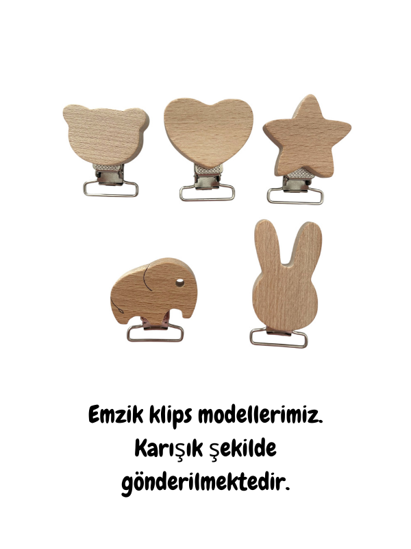 3'lü Ahşap Klipsi Bebek Emzik Askısı , Bebek Emzik Tutacağı, Emzik Zinciri
