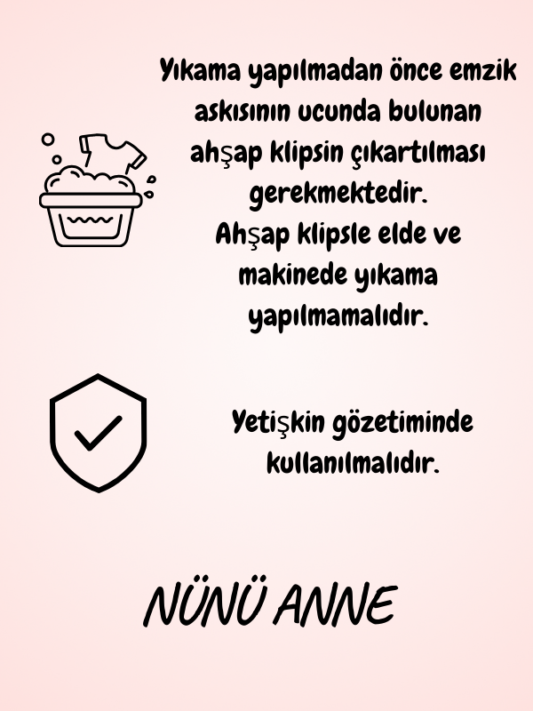 3'lü Ahşap Klipsi Bebek Emzik Askısı , Bebek Emzik Tutacağı, Emzik Zinciri