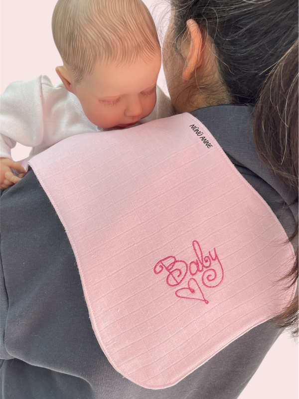 Alezli Müslin Bebek Omuz Mendili, %100 Pamuklu Sıvı Emici / Geçirmez Omuz Örtüsü, 2'li