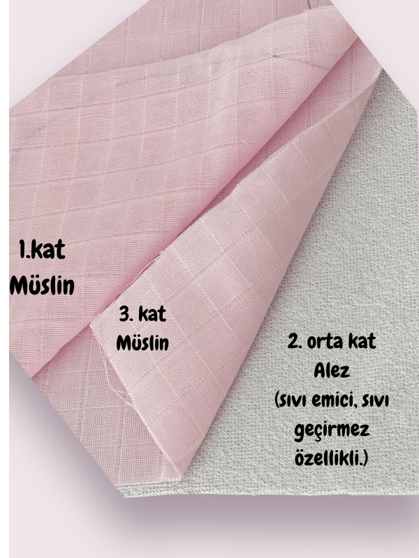 Alezli Müslin Bebek Omuz Mendili, %100 Pamuklu Sıvı Emici / Geçirmez Omuz Örtüsü, 2'li