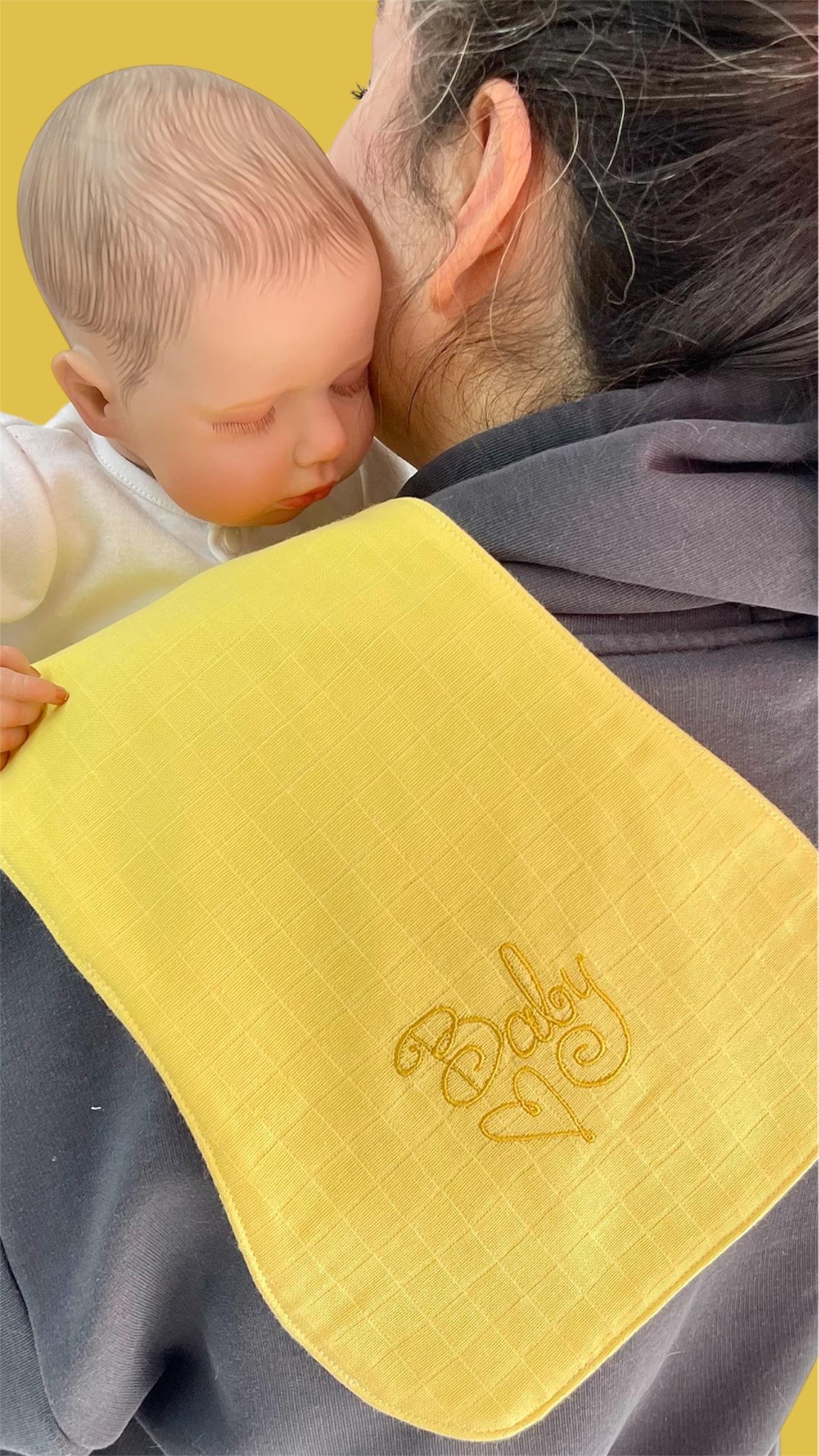 Alezli Müslin Bebek Omuz Mendili, %100 Pamuklu Sıvı Emici / Geçirmez Omuz Örtüsü, 2'li