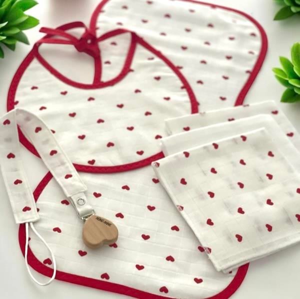 KALP SET 6'lı Müslin Bebek Seti, %100 Pamuklu, Sıvı Emici - Sıvı Geçirmez, Müslin Set
