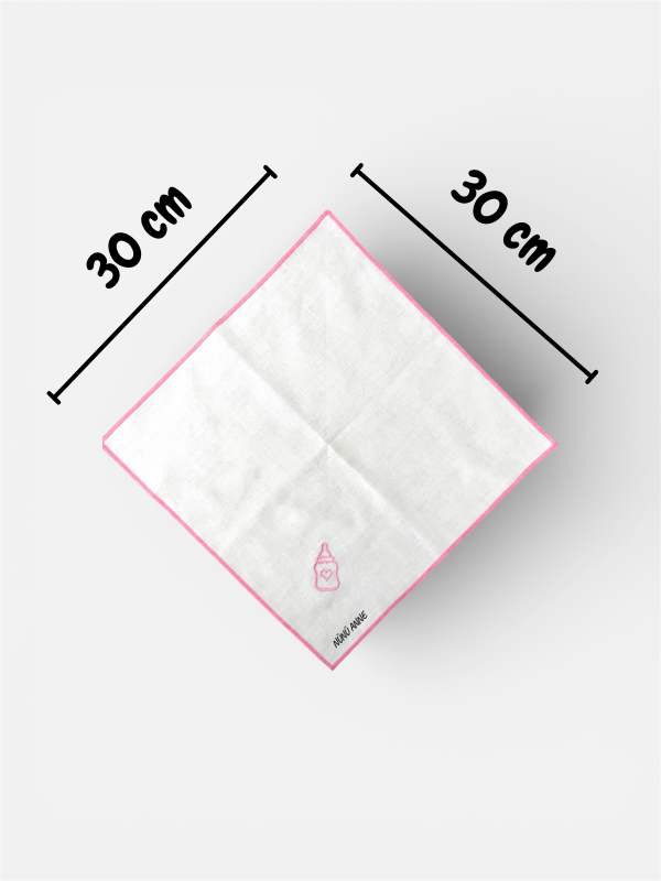 Nakışlı Bebek Ağız Mendili, 6'lı , %100 Pamuklu, Çift Katlı, 30x30 cm