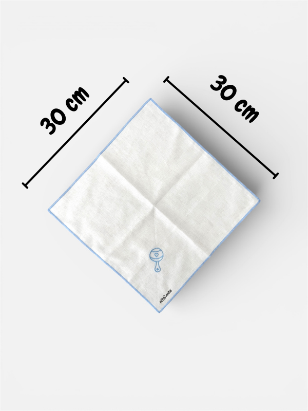 Nakışlı Bebek Ağız Mendili, 6'lı , %100 Pamuklu, Çift Katlı, 30x30 cm